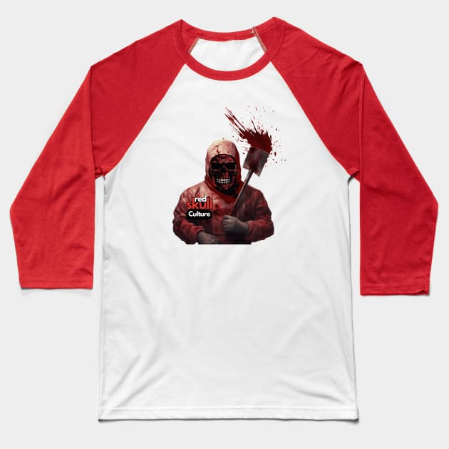 Red Skull Culture, Butcher Edition, Unisex t-shirt, Skull t-shirts, tees with skulls, horror culture, unique design, skull print Baseball T-Shirt by Clinsh Online 